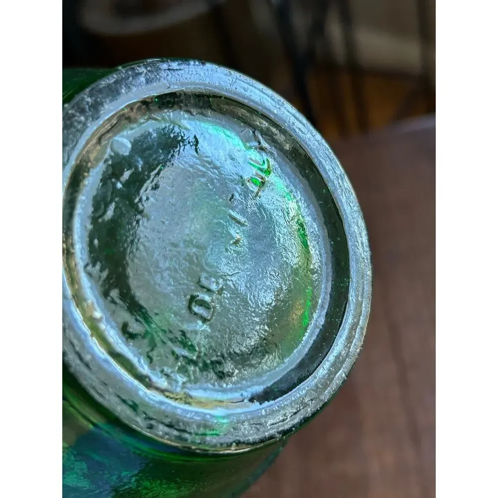 Vintage 60's/70's MCM Green Italian Empoli Bottle Decantet Butterfly And Flowers
